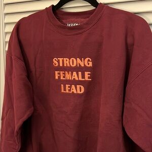 Realm “Strong Female Lead” Embroidered Burgundy Sweatshirt - Large